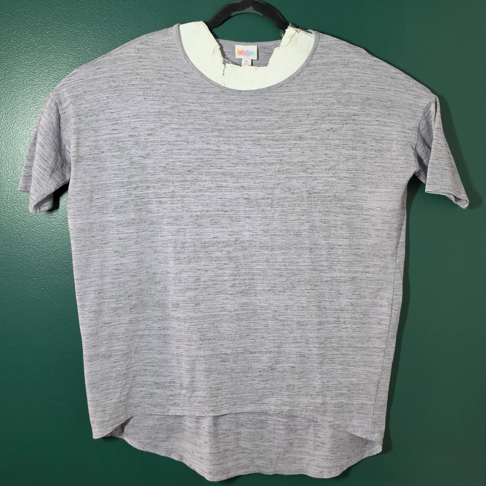 LuLaRoe Perfect Tee Lavender Purple Space Dye Heathered High Low Top Medium